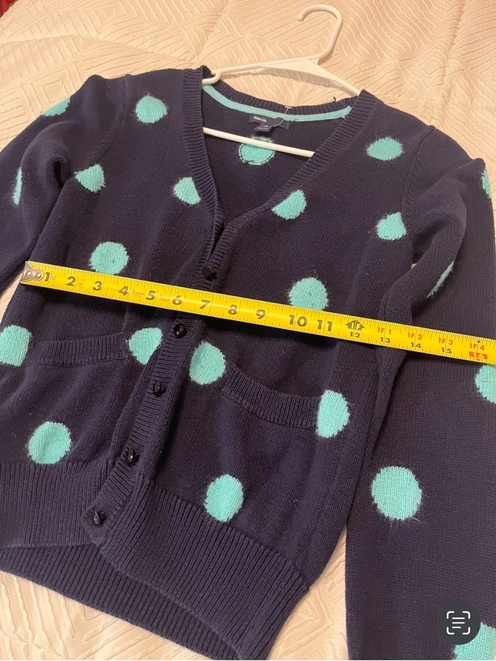 Gap girls  Navy Polka Dot V-Neck Cardigan Sweater - Aqua Spots xl 12
